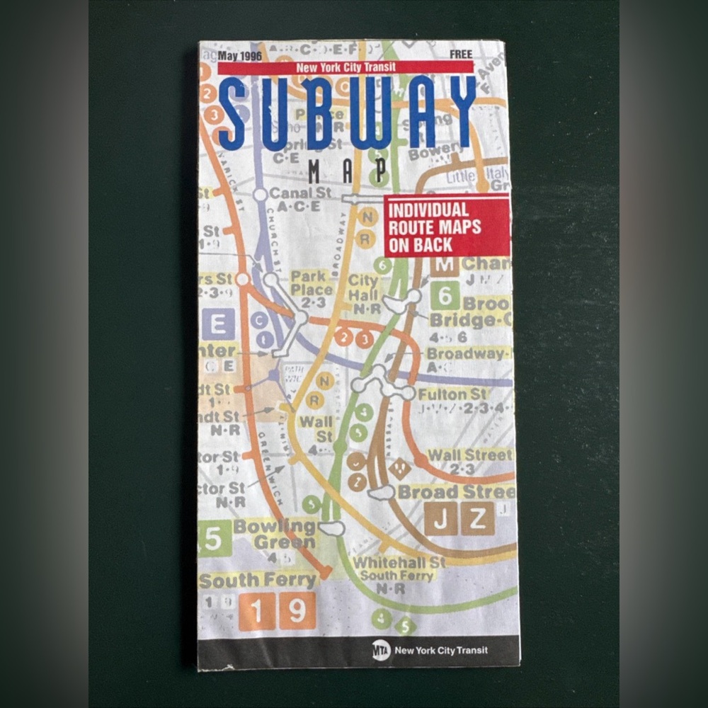 VINTAGE MAY 1996 NYC SUBWAY MAP VERY RARE! MTA NEW YORK TRANSIT TRAIN